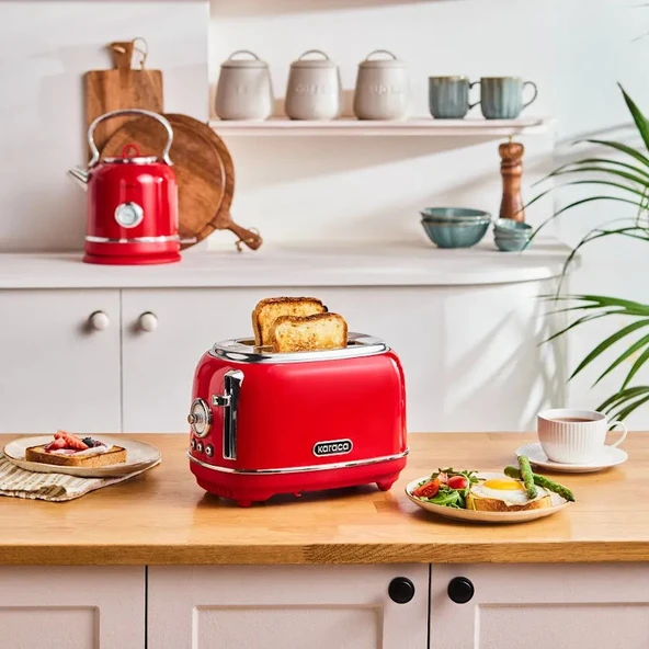 Karaca Vintage Craft 2 Dilim Kapasiteli Ekmek Kızartma Makinesi - Red ürün görseli 1