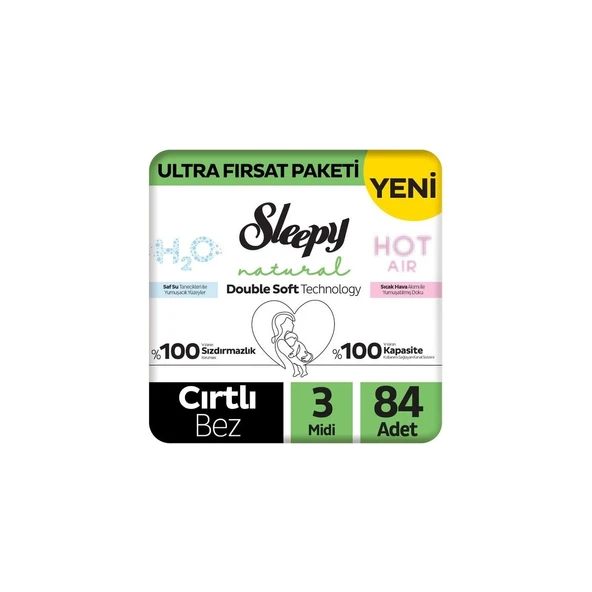 Sleepy Natural Double Soft Ultra Fırsat Paketi Bebek Bezi 3 Numara Midi 84 Adet ürün görseli 1