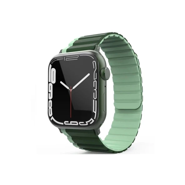 Watch 42Mm Mo-Wb1 Çift Renk Mıknatıslı Silikon Kordon - Koyu Yeşil-Açık Yeşil ürün görseli 1