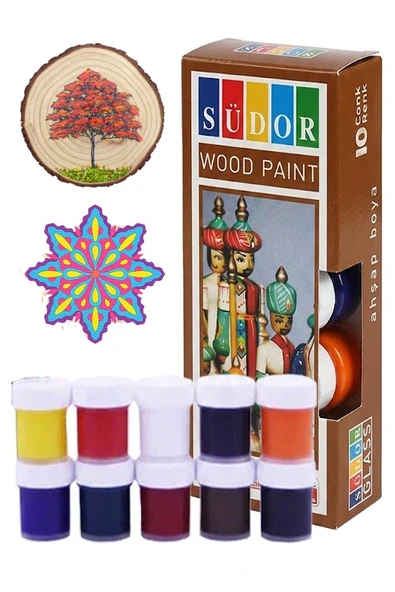Ahşap Boyası 10 Renk 20ml 1 Paket Südor 10 Lu Ahşap Boya Yüksek Kapatıcılık Canlı Renkle Hızlı Kuruma Mdf Biblo Hobi ürün görseli 1