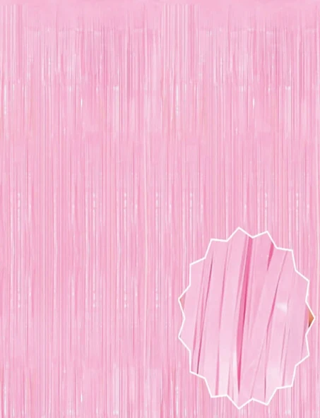 Pembe Püsküllü Kapı Perdesi - Parti, Baby Shower, Cinsiyet Partisi 1X2 M ürün görseli 1