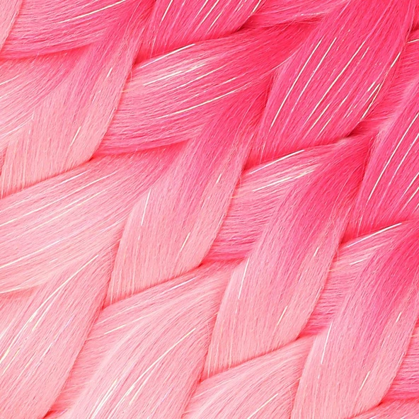Simli Koyu Pembe / Pembe / Şeker Pembesi Ombreli Örgülük 100 Gr. ürün görseli 1