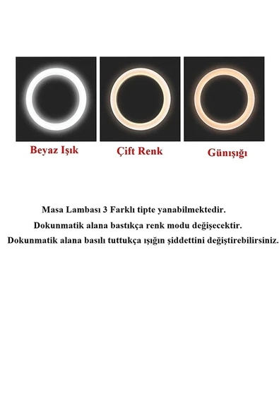 Şarjlı Sarı Beyaz Renk Masa Lambası Wt-005 - Resim 3
