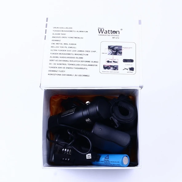 Black Wt-272-Profesyonel Bisiklet Lambası - Resim 4