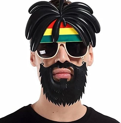 Rasta Peruklu Rasta Sakallı Bob Marley Bıyıklı Parti Gözlüğü 27X18 Cm ürün görseli 1