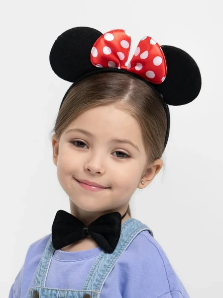 Minnie Mouse Kostüm Seti Taç Kuyruk Papyon Gösteri Seti ürün görseli 1