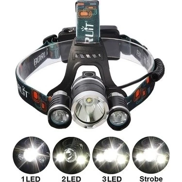 T6 Kafa Feneri 5000 Lumens 3Xcree Xm-T6+2R5 Lamba Led Kamp Lambası ürün görseli 1