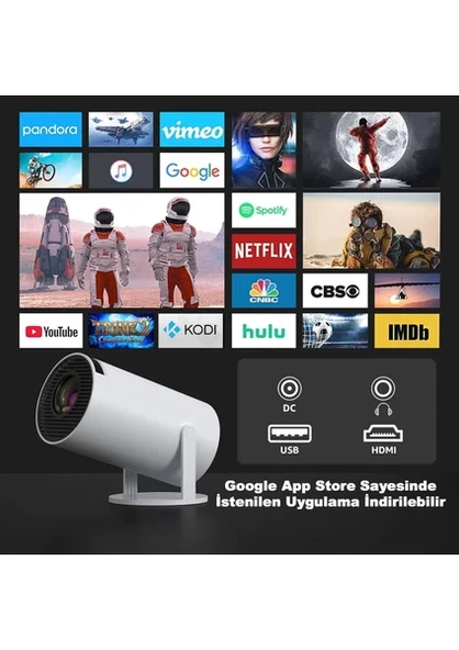Robeve Mini Projeksiyon Taşınabilir Projeksiyon Cihazı Hd Projeksiyon Cihazı Android 11 Android Tv Projeksiyon Cihazı -AMBALAJ HASARLI (SIFIR KONDİSYONDA) ürün görseli 1