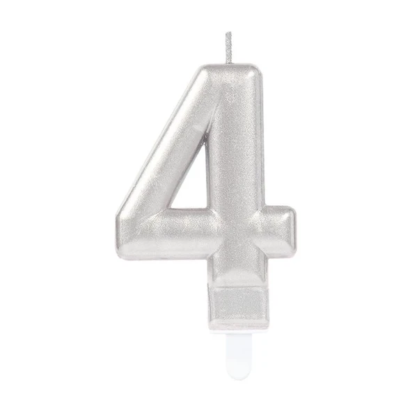 4 Rakam Mum Gümüş Renk ürün görseli 1