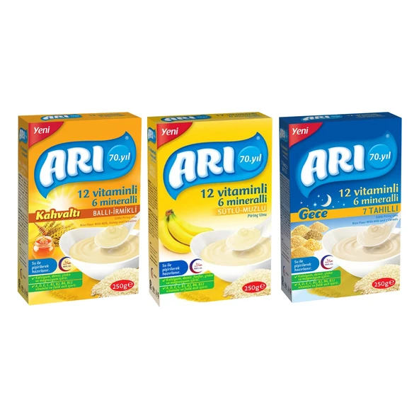Arı Mama Pirinç Unu 250 gr 3 lü Karma Paket ürün görseli 1