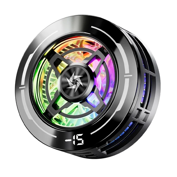 HADRON SL70 Manyetik Klipsli Telefon Soğutucu Fan RGB Isı Göstergeli Siyah ürün görseli 1
