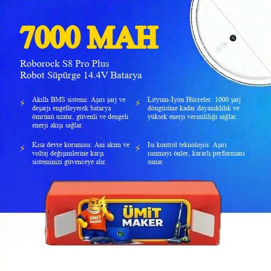 Roborock S8 Pro Plus Robot Süpürge 7000 mAh 14.4V Batarya - Resim 3