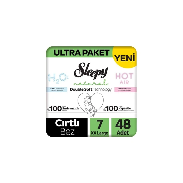 Sleepy Natural Double Soft Ultra Paket Bebek Bezi 7 Numara Xxlarge 48 Adet ürün görseli 1