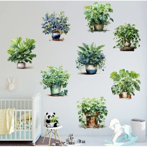 Saksılı Çiçek Tasarımlı 8li Sticker MC-480A - Resim 5