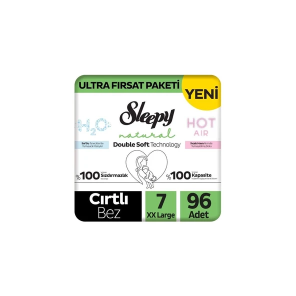 Sleepy Natural Double Soft Ultra Fırsat Paketi Bebek Bezi 7 Numara Xxlarge 96 Adet ürün görseli 1