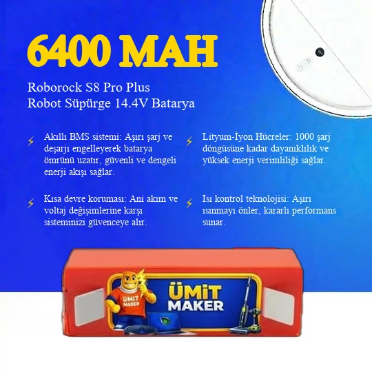 Roborock S8 Pro Plus Robot Süpürge 6400 mAh 14.4V Batarya - Resim 3