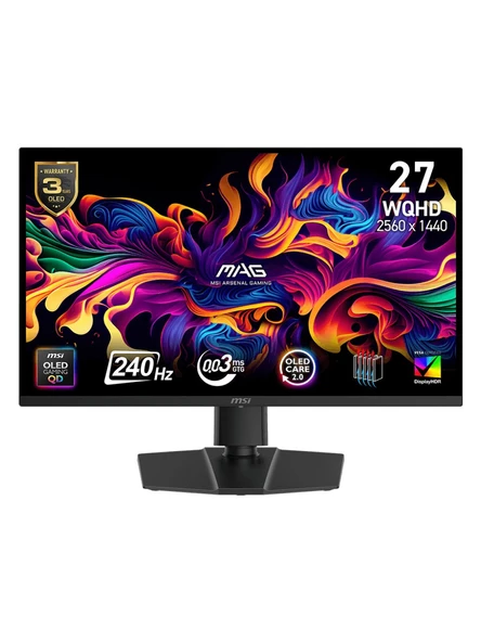 MSI MAG 273QP QD-OLED X24 26.5" 0.03 ms 2K Pivot 240 Hz Oyuncu Monitörü ürün görseli 1