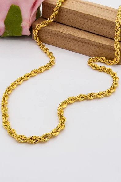14 Ayar Altın Zincir 4 mm Halat Zincir 80 cm uzunluk Kadın Kolye LKZNC1049 ürün görseli 1