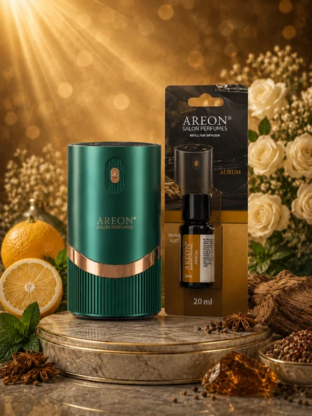 Areon Aromatik Difüzör Yeşil (Lux Metal) + Aurum ürün görseli 1