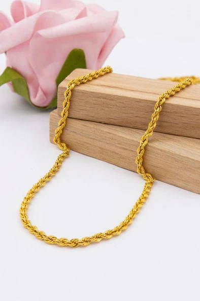 22 Ayar Altın Zincir 3.5 MM Kalınlık Halat Zincir 55 CM Uzunluk Kadın Zincir ürün görseli 1