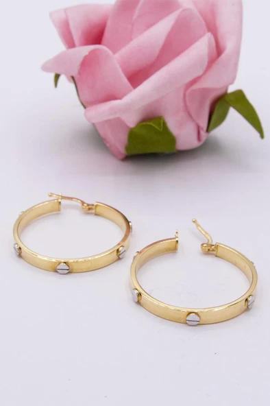 14 Ayar Altın Halka Küpe Kartiyer Model Kadın Küpe ürün görseli 1