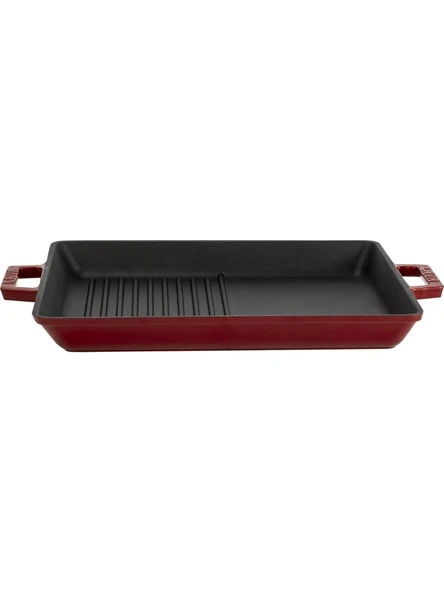 Lava Dikdörtgen Metal Kulplu Demir Döküm Tava 26x32 cm Hibrit Bordo ürün görseli 1