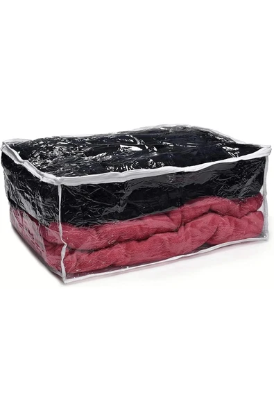 ROYALYAT PVC Şeffaf Dolap İçi Düzenleyici Çanta Yorgan Battaniye Giysi Oyuncak Çantası 60x60x12 ürün görseli 1