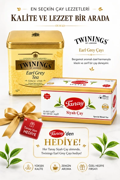 Twinings Earl Grey Çayı 500 Gr + Tanay Siyah Çay Hediye Kampanyası ürün görseli 1