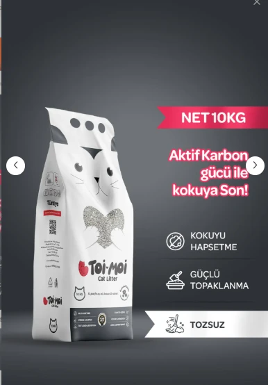 Toi Moi Koku Hapseden, Topaklanan,Tozsuz Aktif Karbonlu Bentonit Kedi Kumu 10kg ürün görseli 1