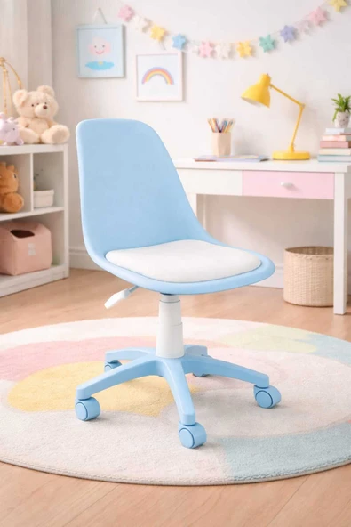 ROYALYAT NOVA Mavi Çalışma Sandalyesi-Ergonomik Ofis Koltuğu, Ayarlanabilir Yükseklik, Tekerlekli, Minderli ürün görseli 1