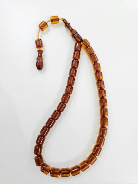 Muhammed Azazi Usta İşçilikli Sıkma Kehribar Tesbih Kesme Kesim (9 x 10 mm) ürün görseli 1