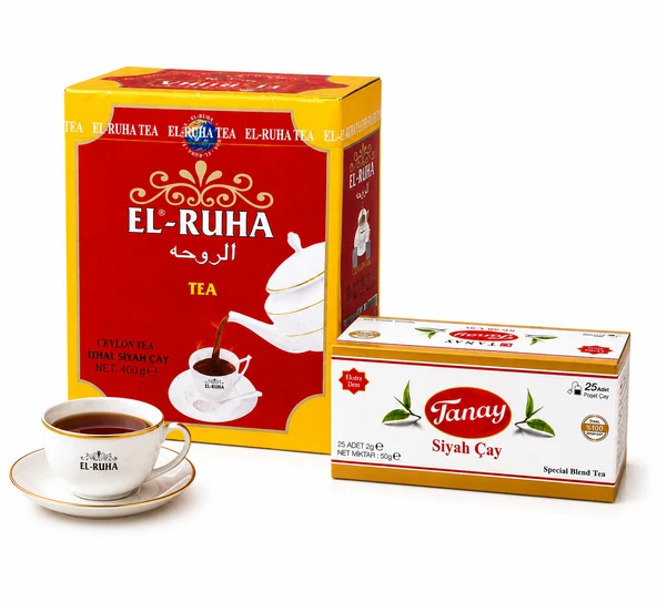 EL-RUHA Ceylon Siyah Çay 400 g + Tanay Siyah Çay 25'li Poşet Çay Avantaj Paketi ürün görseli 1