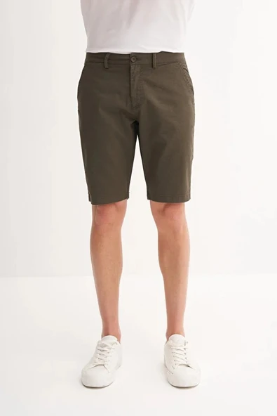 Cazador Slim Fit Bermuda Kısa Dar Paça Şort 6015 Haki ürün görseli 1