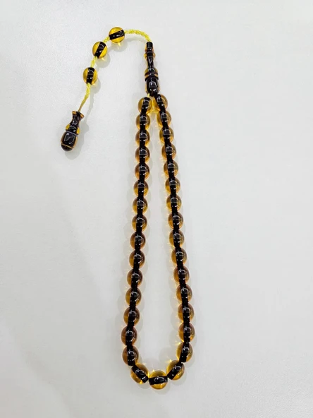 Muhammed Azazi Usta İşçilikli Sıkma Kehribar Beyzi Kesim (9 x 10 mm) ürün görseli 1