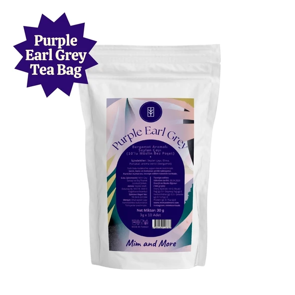 Purple Earl Grey Müslin Bez 10'lu Poşet Çay Paketi ürün görseli 1