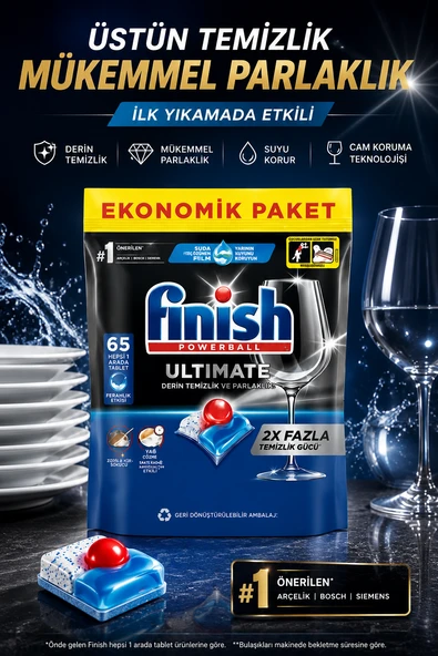 Finish Powerball Ultimate Bulaşık Makinesi Tableti 65'li ürün görseli 1