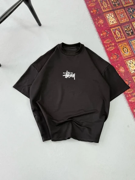Erkek Baskılı Oversize T-shirt - Siyah ürün görseli 1