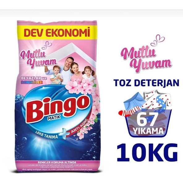 Bingo Matik Konsantre Toz Deterjan 10KG Mutlu Yuvam ürün görseli 1