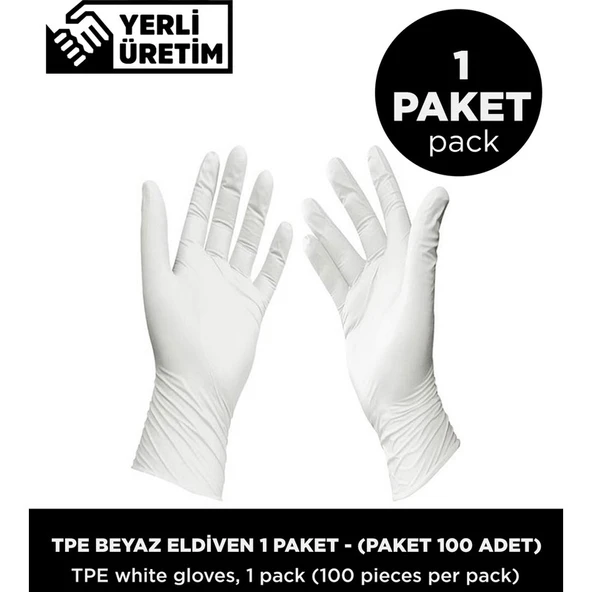 Sepet Doldur Tpe Beyaz Eldiven 1 Paket - (Paket 100 Adet) ürün görseli 1