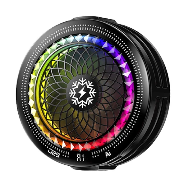 HADRON TH29 Klipsli Telefon Soğutucu Fan RGB Led Isı Göstergeli Siyah ürün görseli 1
