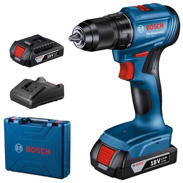 Bosch GSR 185-LI Akülü Delme/Vidalama Makinesi (2x2.0Ah) ürün görseli 1