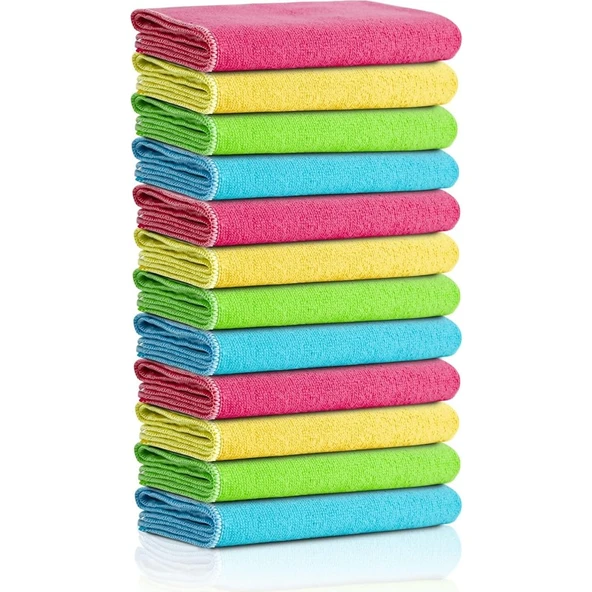 MWX Teknoloji Cleanıng | Mikrofiber Temizlik Bezi | Klasik Serii | 250 Gsm | Banyo, Mutfak Bezi | Bulaşık Kurulama Bezi | 4 Renk X12 Adet ürün görseli 1
