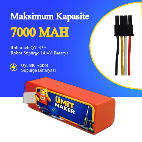 Roborock QV 35A Robot Süpürge 7000 mAh 14.4V Batarya ürün görseli 1