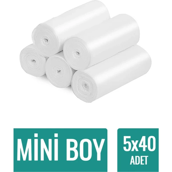 Naft Çöp Torbası Mini Boy Küçük 40'lı 5 Rulo 40 x 50 cm Çöp Poşeti ürün görseli 1