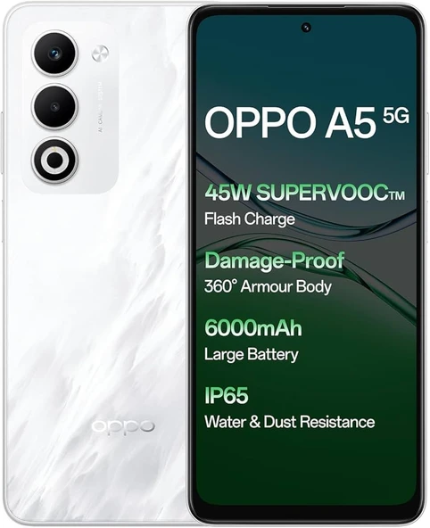 Oppo A5-5g 8gb Ram, 256GB Hafıza, (Mist White) Oppo Türkiye ürün görseli 1