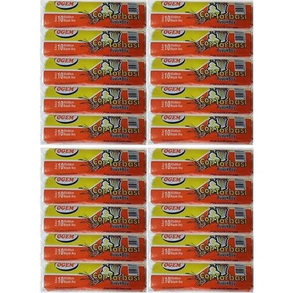 Ögem Büyük Boy Çöp Poşeti (65 x 80 Cm) 10 Lu Rulo x 20 Paket Çöp Torbası Mavi ürün görseli 1