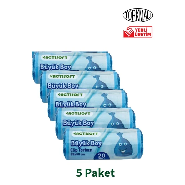 Actisoft Büyük Boy Çöp Torbası 20'li x 5 Paket ürün görseli 1