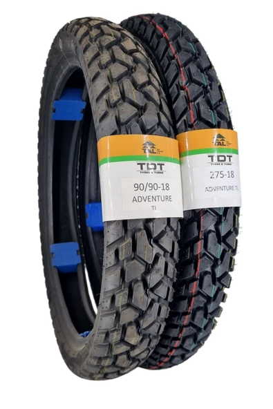 TDT TYRES 90/90-18 ve 275-18 (TUBELESS - DUBLEKS) Adventure Lastik Takımı ürün görseli 1