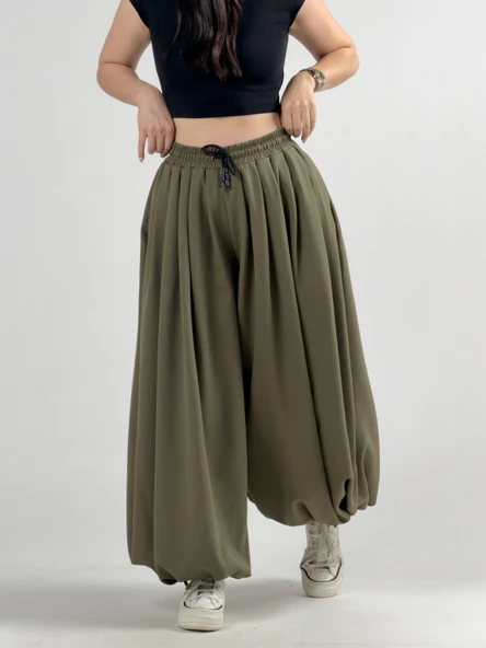 Süper Oversize Haki Kadın Jogger Pantolon COC3226 ürün görseli 1