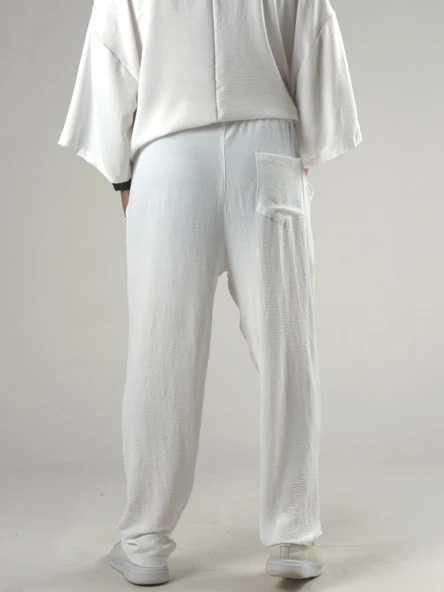 Oversize Ekru Keten Takım COC3205 - Resim 8